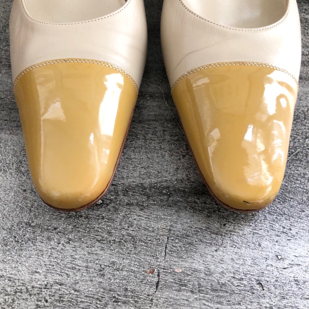 Salvatore Ferragamo Vintage Nude Color Block Heels - Picture 6 of 13